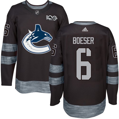 Adidas Canucks #6 Brock Boeser Black 1917-100th Anniversary Stitched NHL Jersey - Click Image to Close